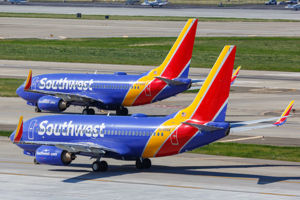 Southwest Airlines Boeing 737-700 airplanes San Jose airport