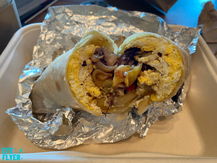Breakfast burrito from the tommie Hollywood lobby cafe
