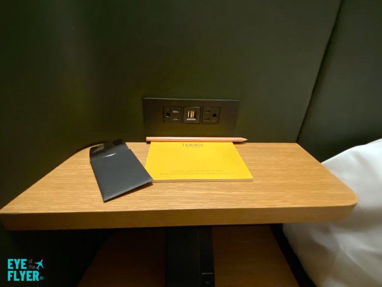 Bedside USB and power outlets at tommie Hollywood Hyatt hotel